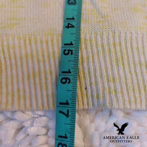 American Eagle sweater XS- lightweight- scoopneck- yellow/white - cotton blend - Picture 7 of 8